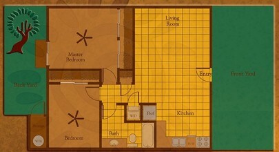 Two Bedroom, One Bath 2 floor plan